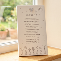 Grandma Plaque Gift – Standing Plaque With Sentimental Quote & Raised Heart