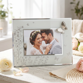 Silver Butterfly Photo Frame – Elegant 7x5 Glass Picture Frame With Floral Motif photo frame ukgiftstoreonline