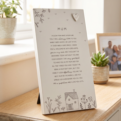 Mum Plaque Gift – Standing Plaque With Sentimental Quote & Raised Heart