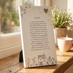 Mum Plaque Gift – Standing Plaque With Sentimental Quote & Raised Heart
