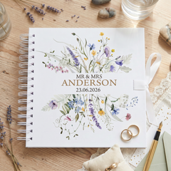 Luxury Wedding Guest Book - Personalised Hardcover Spiral Bound Keepsake With Ribbon ukgiftstoreonline