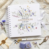 Luxury Wedding Guest Book - Personalised Hardcover Spiral Bound Keepsake With Ribbon ukgiftstoreonline