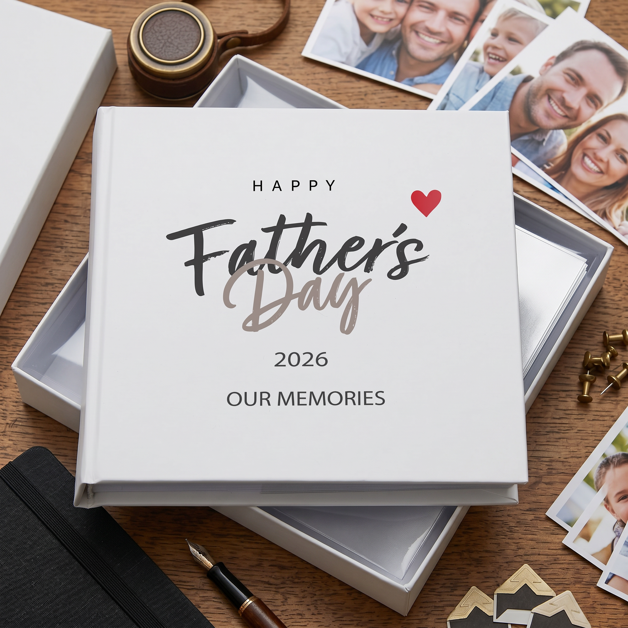 Personalised Happy Fathers Day Photo Album in Gift Box, Holds 50 6x4 Photographs, Writing Area, Keepsake Memory Book photo album ukgiftstoreonline