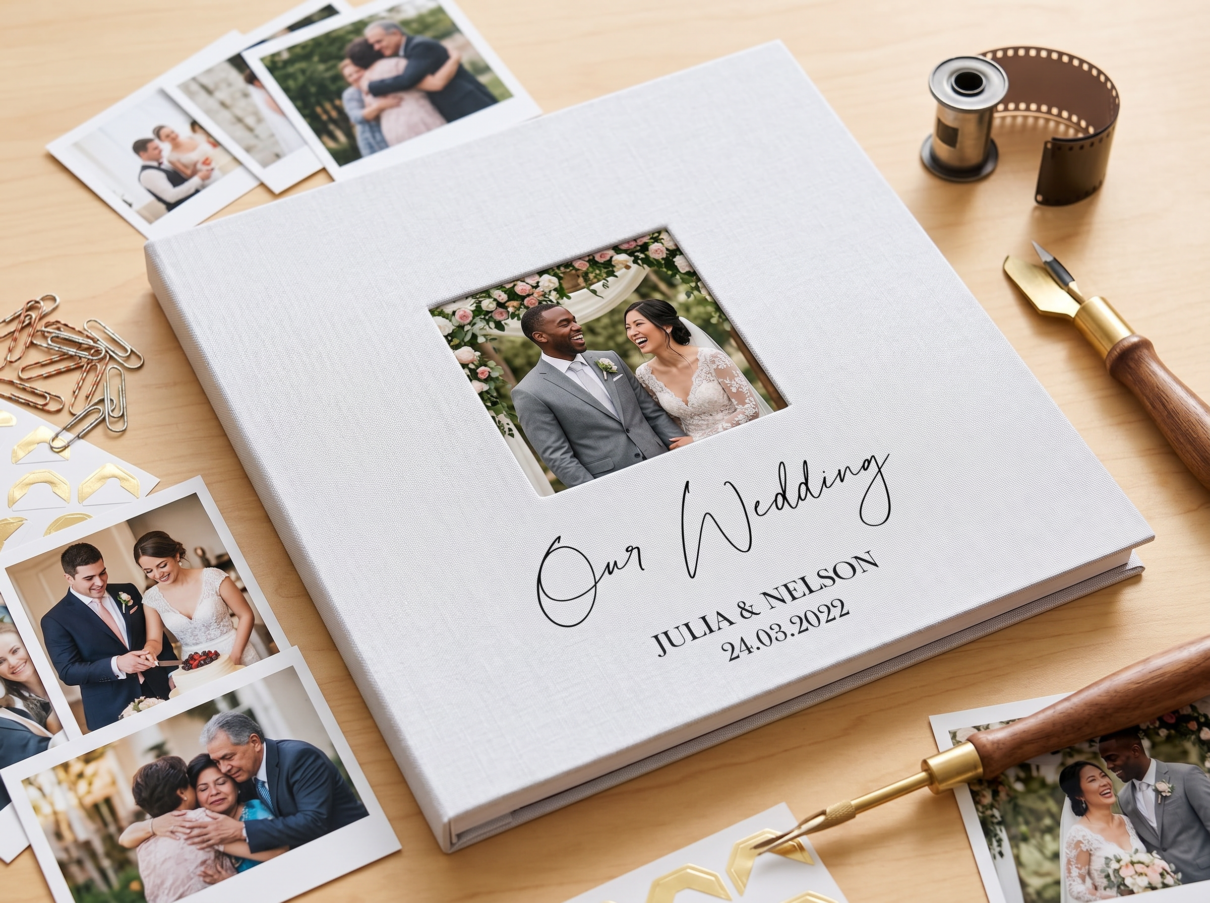 Personalised Self Adhesive Hardcover Large Linen Wedding Photo Album personalised photo album ukgiftstoreonline