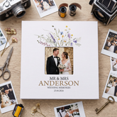Wedding Photo Album Large Linen Cover - Personalised Self Adhesive Pages With Wildflowers photo album ukgiftstoreonline