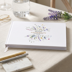 Personalised Colourful Wildflower Wedding Lined Guest Book Hard Cover 80 Pages