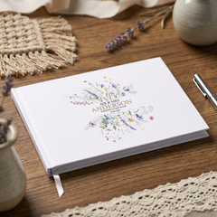 Personalised Colourful Wildflower Wedding Lined Guest Book Hard Cover 80 Pages
