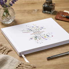 Personalised Colourful Wildflower Wedding Lined Guest Book Hard Cover 80 Pages
