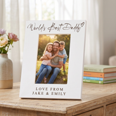 World's Best Daddy, Custom Photo Frame, Dad Birthday Gift Engraved White Wood ukgiftstoreonline