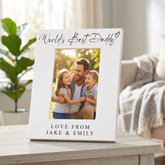 World's Best Daddy, Custom Photo Frame, Dad Birthday Gift Engraved White Wood ukgiftstoreonline Portrait