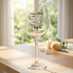 Personalised Birthday Wine Glass Gift for Her | 18th 21st 30th 40th 50th 60th With Floral Numbers wine glass ukgiftstoreonline