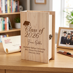 Personalised Graduation Keepsakes Engraved Wooden Box for Certificate Photos, etc