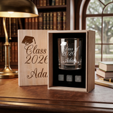 Personalised Engraved Graduation Whisky Gift Set Stones & Tumbler Glass Engraved For Graduates Personalised Whisky Stones ukgiftstoreonline