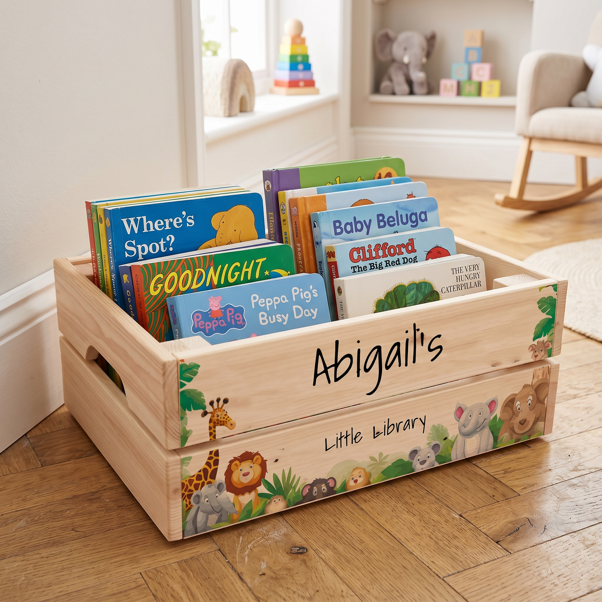 Personalised Book Crate – Custom Kids Book Storage & Easy Carry Story Box ukgiftstoreonline