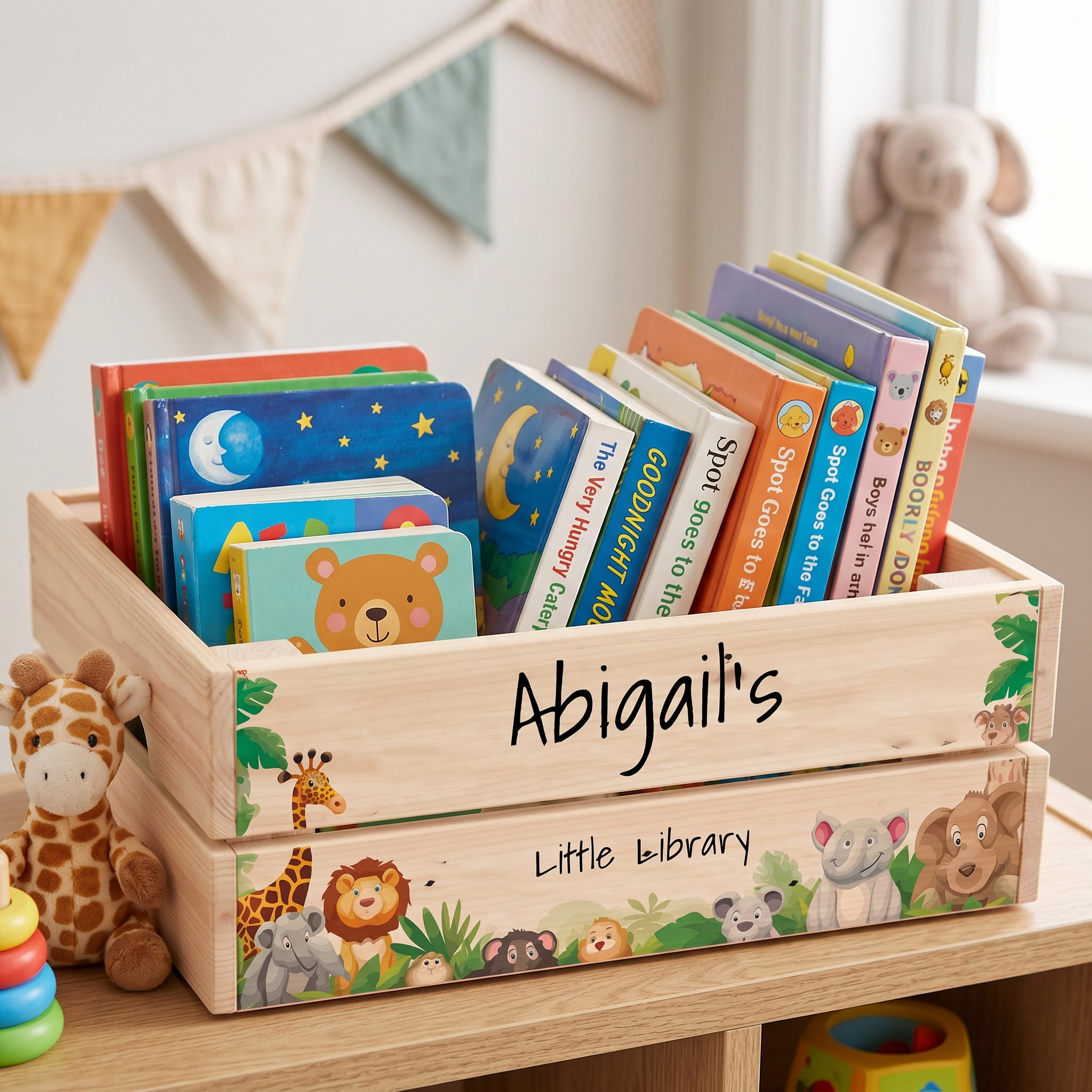 Personalised Book Crate – Custom Kids Book Storage & Easy Carry Story Box ukgiftstoreonline