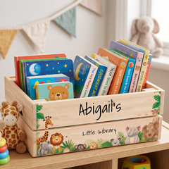 Personalised Book Crate – Custom Kids Book Storage & Easy Carry Story Box ukgiftstoreonline