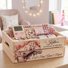 Personalised Gamer Storage Box - Custom Kids Room Storage Crate for Girls ukgiftstoreonline