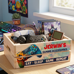 Personalised Gamer Storage Box – Kids Room Storage Crate with Handles ukgiftstoreonline
