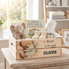 Personalised Baby Wood Crate | Custom Baby Gift Storage Box & Keepsake Hamper ukgiftstoreonline