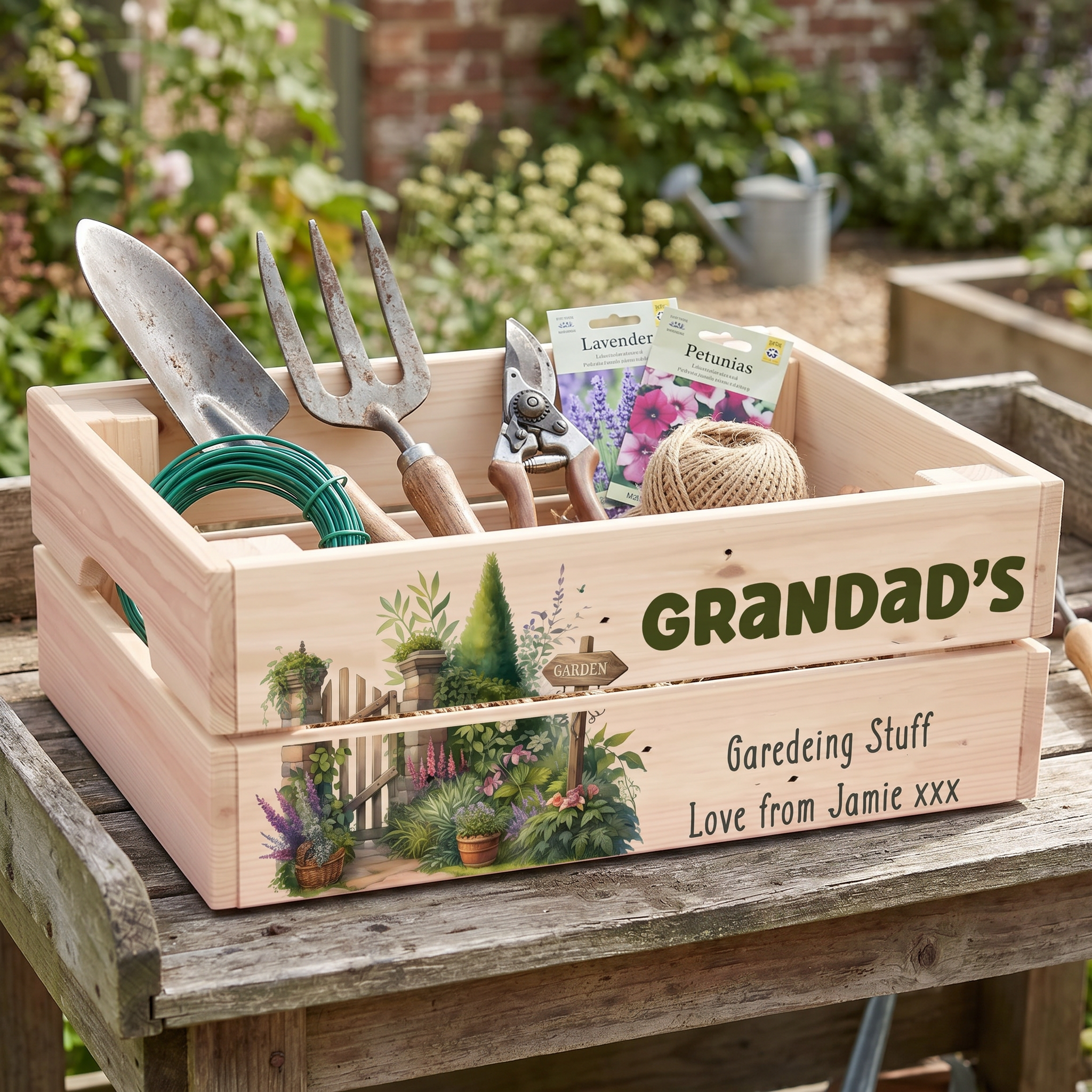 Personalised Gardening Storage Crate Gift Keen Gardener Fathers Day Mothers Day Birthday or Anniversary storage crate ukgiftstoreonline