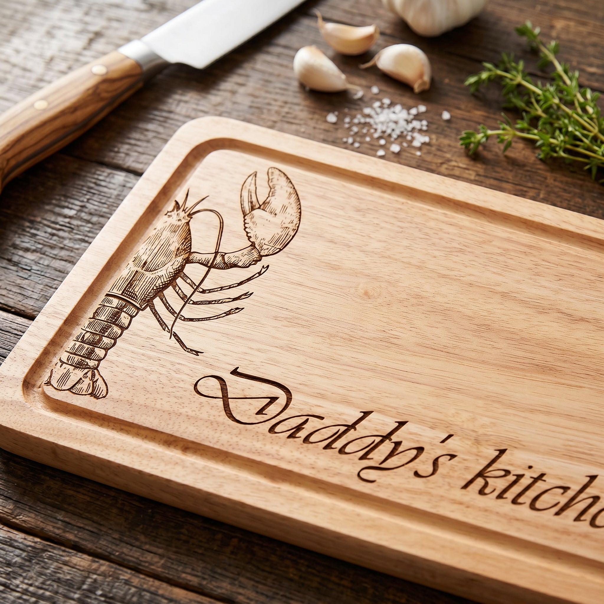 Lobster Themed Engraved Solid Wooden Chopping Board with Optional Personalised Name Or Message chopping Board ukgiftstoreonline