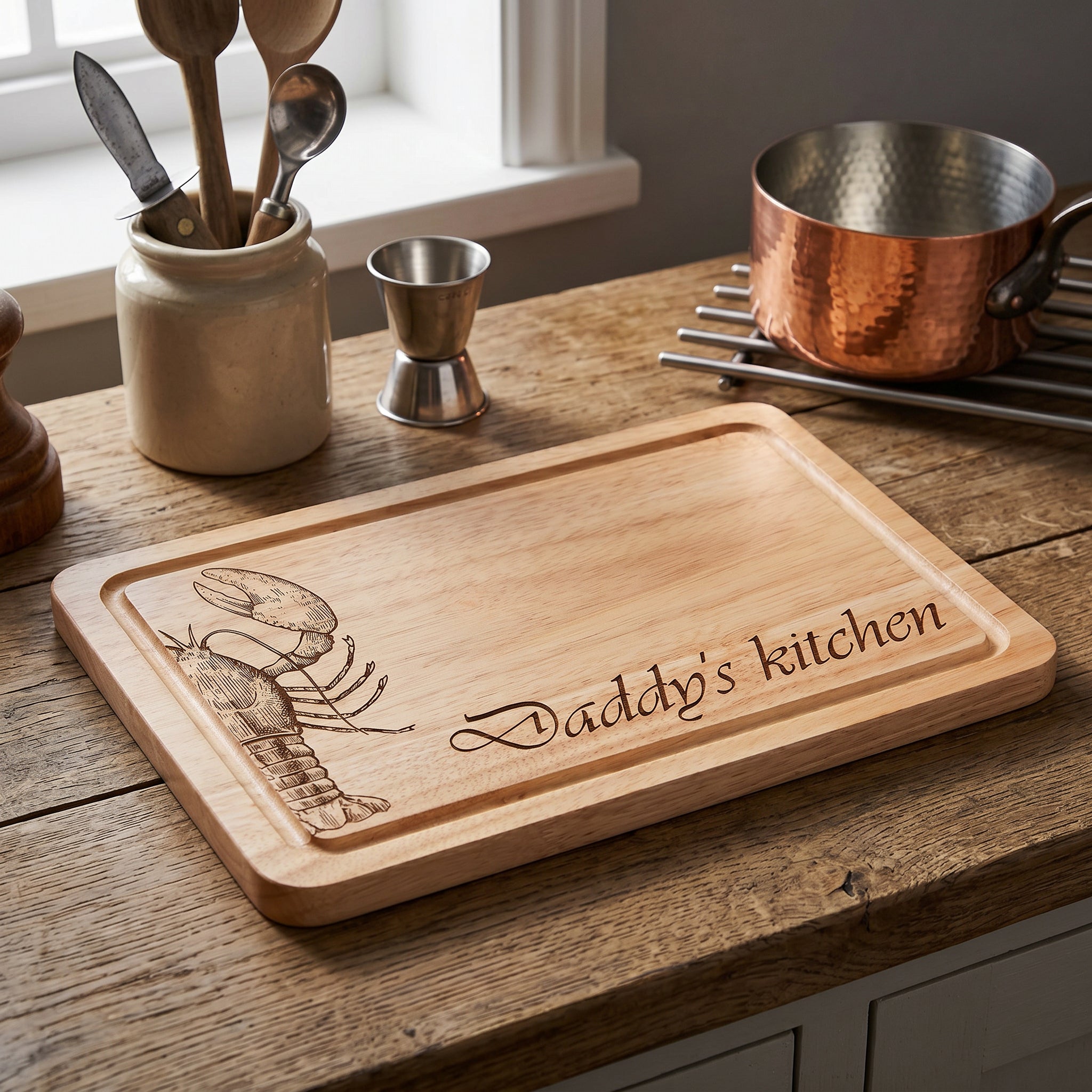 Lobster Themed Engraved Solid Wooden Chopping Board with Optional Personalised Name Or Message chopping Board ukgiftstoreonline