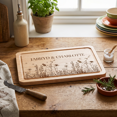 Wildflower Engraved Solid Wooden Chopping Board with Optional Personalisation For Any Occasion chopping Board ukgiftstoreonline