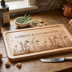 Wildflower Engraved Solid Wooden Chopping Board with Optional Personalisation For Any Occasion chopping Board ukgiftstoreonline