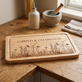 Wildflower Engraved Solid Wooden Chopping Board with Optional Personalisation For Any Occasion chopping Board ukgiftstoreonline