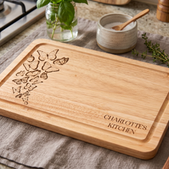 Butterfles Engraved Solid Wooden Chopping Board with Optional Personalisation For Any Occasion chopping Board ukgiftstoreonline