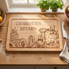 Summer Fruits Engraved Solid Wooden Chopping Board with Optional Personalisation For Any Occasion chopping Board ukgiftstoreonline