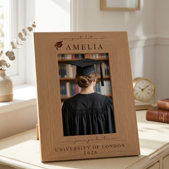 Graduation Gift | Congratulations Gift for University Graduate | Personalised Frame Engraved Oak Finish