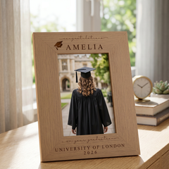 Graduation Gift | Congratulations Gift for University Graduate | Personalised Frame Engraved Oak Finish
