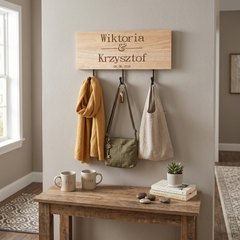 Personalised Engraved Wooden Wedding or Anniversary Key or Coat Hook ukgiftstoreonline