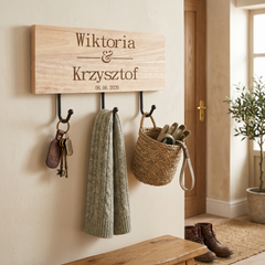 Personalised Engraved Wooden Wedding or Anniversary Key or Coat Hook ukgiftstoreonline