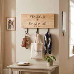 Personalised Engraved Wooden Wedding or Anniversary Key or Coat Hook ukgiftstoreonline