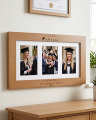 Graduation Gift | Congratulations Gift for University Graduate | Personalised Triple Frame Engraved Oak Finish