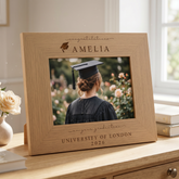 Graduation Gift | Congratulations Gift for University Graduate | Personalised Frame Engraved Oak Finish ukgiftstoreonline Landscape 4 x 6 Aperture