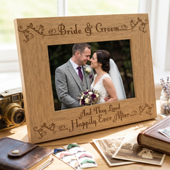 Bride and Groom Wedding Engraved Wooden Photo Frame Gift for Couple wedding photo frame ukgiftstoreonline