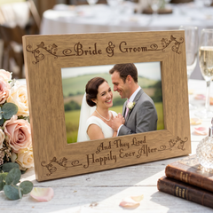 Bride and Groom Wedding Engraved Wooden Photo Frame Gift for Couple wedding photo frame ukgiftstoreonline