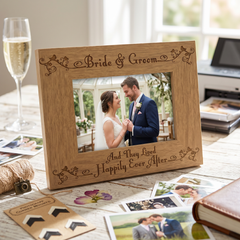 Bride and Groom Wedding Engraved Wooden Photo Frame Gift for Couple wedding photo frame ukgiftstoreonline