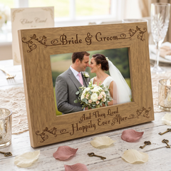 Bride and Groom Wedding Engraved Wooden Photo Frame Gift for Couple wedding photo frame ukgiftstoreonline