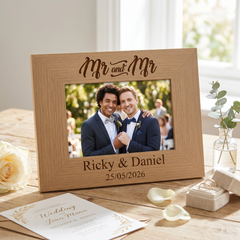 Personalised Mr and Mr Gay Wedding Engraved Wooden Photo Frame Landscape wedding photo frame ukgiftstoreonline
