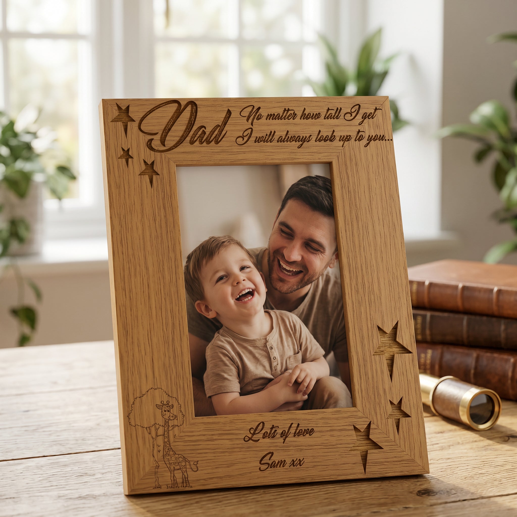 Dad no matter how tall I get Personalised Engraved Wooden Photo Frame Gift For Fathers Day Birthday or Christmas Daddy Photo Frame ukgiftstoreonline
