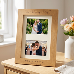 Personalised Wedding Day Engraved Wooden Double Photo Frame Gift For Couple personalised photo frames ukgiftstoreonline