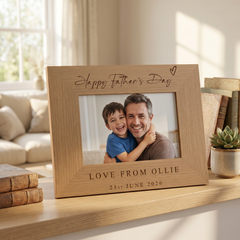 Personalised Fathers's Day Photo Frame Gift Engraved Oak Wood Finish Pet Photo Frame ukgiftstoreonline Landscape 4 x 6 Inch