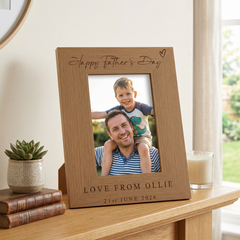 Personalised Fathers's Day Photo Frame Gift Engraved Oak Wood Finish Pet Photo Frame ukgiftstoreonline