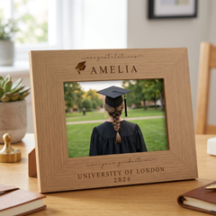 Graduation Gift | Congratulations Gift for University Graduate | Personalised Frame Engraved Oak Finish