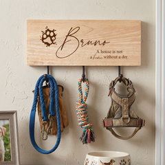 Personalised Engraved Wooden Dog Leash and Coat Hook ukgiftstoreonline