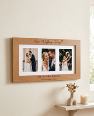 Wedding Gifts For The Couple, Personalised Engraved Triple Wooden Wedding Photo Frame Photo Frame ukgiftstoreonline